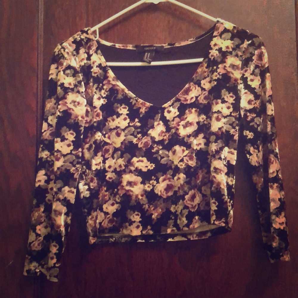 Velvet Floral F21 Crop Top